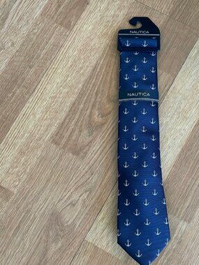 Nautica Mens Blue woven Anchor Neck tie size 58 X 3